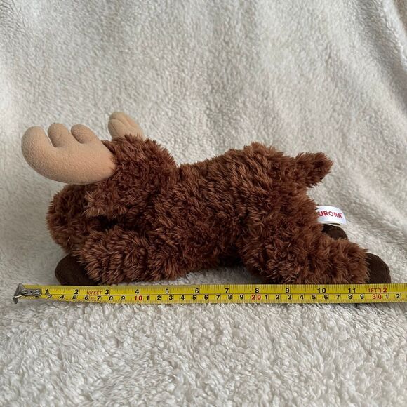 Aurora Moose Plush 12” Brown Stuffed Animal Woodland Floppy Toy - Picture 6 of 6